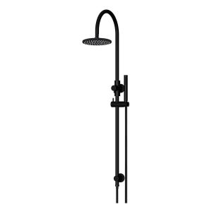 200mm Round Overhead Shower Set, Single Function Hand Shower, Matte Black