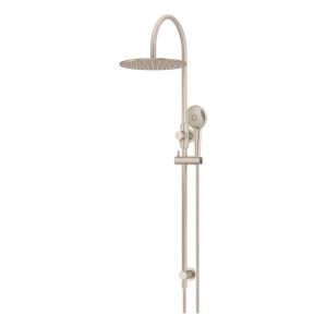 300mm Round Overhead Shower Rail, Three Function Hand Shower, Champagne