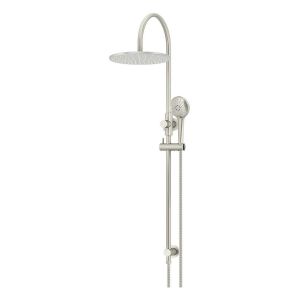 300mm Round Overhead Shower Rail, Three Function Hand Shower, Brushed Nickel