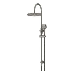 300mm Round Overhead Shower Rail, Three Function Hand Shower, Shadow Gunmetal