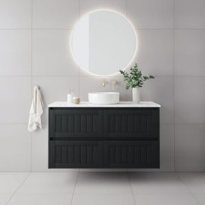 Bayside 1200mm Double Basin Wall Hung Vanity Cabinet Matte Black