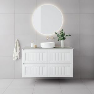 Bayside 1200mm Double Basin Wall Hung Vanity Cabinet Matte White