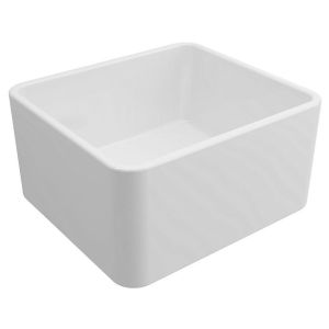 Kit-Novi 50X46 Fireclay Butler Sink - Gloss White With Overflow Included Waste