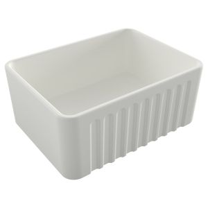 Kit-Novi 60X46 Fireclay Butler Sink - Matte White With Overflow Included Waste