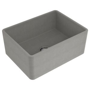 Kit-Novi 60X46 Fireclay Butler Sink - Concrete Look With Overflow Included Waste