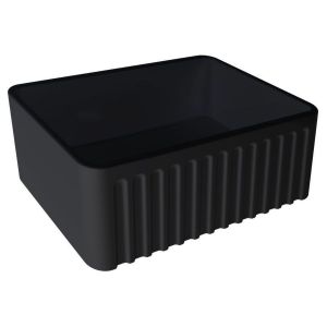 Kit-Novi 60X46 Fireclay Butler Sink - Matte Black With Overflow Included Waste