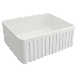 Kit-Novi 60X46 Fireclay Butler Sink - Gloss White With Overflow Included Waste