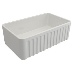 Kit-Novi 75X46 Fireclay Butler Sink - Matte White With Overflow Included Waste