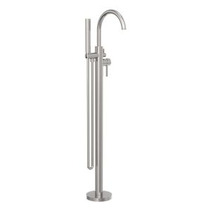 Mecca Round Freestanding Mixer With Hand Shower in Brushed Nickel