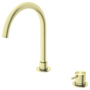 Mecca Hob Basin Mixer Round Spout - Brushed Gold