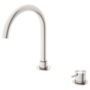 Mecca Hob Basin Mixer Round Spout - Brushed Nickel