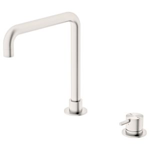 Mecca Hob Basin Mixer Square Spout - Brushed Nickel