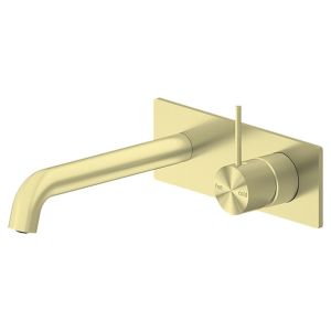 Mecca Wall Basin Mixer Handle Up 160mm Spout - Brushed Gold