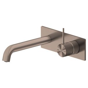 Mecca Wall Basin Mixer Handle Up 160mm Spout - Brushed Bronze