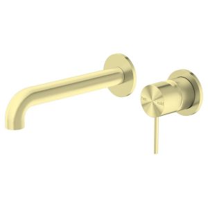 Mecca Wall Basin Mixer Separate Back Plate 160mm Spout - Brushed Gold