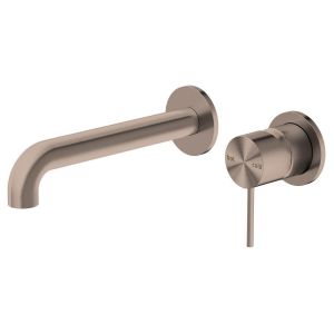 Mecca Wall Basin Mixer Separate Back Plate 160mm Spout - Brushed Bronze