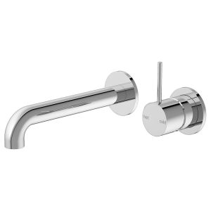 Mecca Wall Basin Mixer Separate Back Plate Handle Up 185mm Spout - Chrome