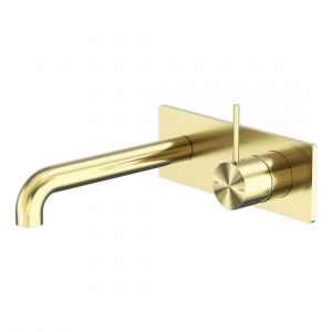 Mecca Wall Basin/Bath Mixer Handle Up 120mm in Brushed Gold