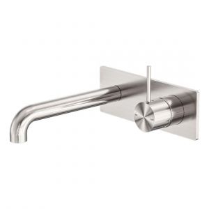 Mecca Wall Basin/Bath Mixer Handle Up 160mm in Brushed Nickel