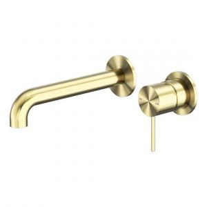 Mecca Wall Basin/Bath Mixer Separate Back Plate 120mm in Brushed Gold