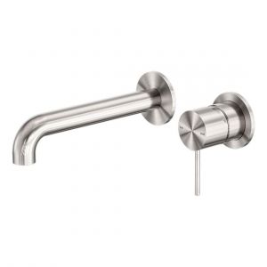 Mecca Wall Basin/Bath Mixer Separate Back Plate 120mm in Brushed Nickel