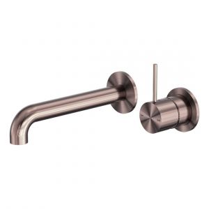 Mecca Wall Basin/Bath Mixer Separate Back Plate Handle Up 120mm in Brushed Bronze