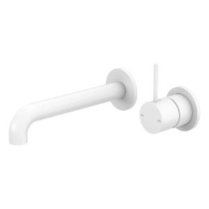 Mecca Wall Basin/Bath Mixer Separate Back Plate Handle Up 120mm in Matte White