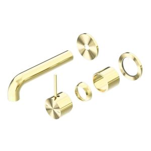 Mecca Wall Basin/Bath Mixer Separate Back Plate Handle Up 120mm Trim Kits in Brushed Gold
