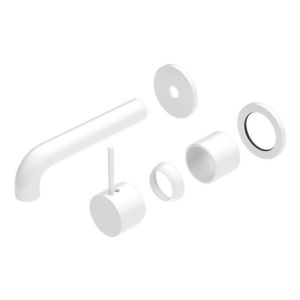 Mecca Wall Basin/Bath Mixer Separate Back Plate Handle Up 160mm Trim Kits in Matte White