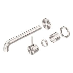 Mecca Wall Basin/Bath Mixer Separate Back Plate Handle Up 185mm Trim Kits in Brushed Nickel
