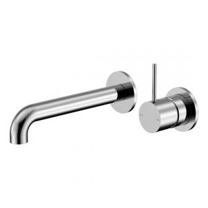 Mecca Wall Basin/Bath Mixer Separate Back Plate Handle Up 260mm in Chrome