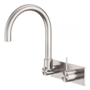 Mecca Wall Basin/Bath Mixer Swivel Spout Handle Up in Brushed Nickel