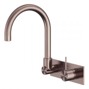 Mecca Wall Basin/Bath Mixer Swivel Spout Handle Up in Brushed Bronze