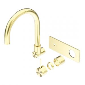 Mecca Wall Basin/Bath Mixer Swivel Spout Handle Up Trim Kits in Brushed Gold