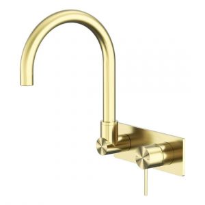 Mecca Wall Basin/Bath Mixer Swivel Spout in Brushed Gold