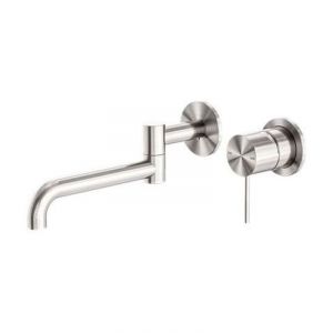 Mecca Wall Basin/Bath Mixer Swivel Spout 225mm in Brushed Nickel