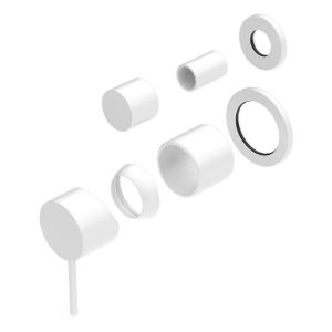 Mecca Shower Mixer With Divertor Separate Back Plate Trim Kits in Matte White