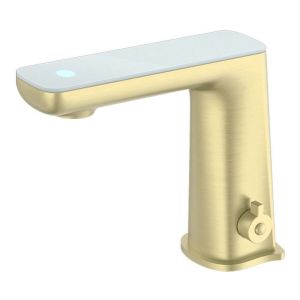 Claudia Sensor Mixer With White Top Display in Brushed Gold