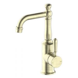 York Basin Mixer With Metal Lever - Aged Brass