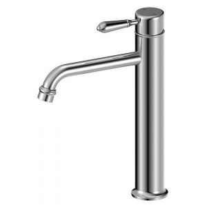 York Straight Tall Basin Mixer With Metal Lever - Chrome