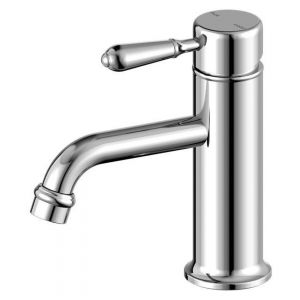 York Straight Basin Mixer With Metal Lever - Chrome