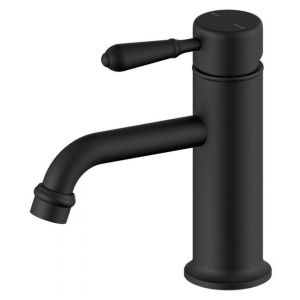 York Straight Basin Mixer With Metal Lever - Matte Black