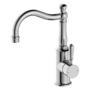 York Basin Mixer Hook Spout With Metal Lever - Chrome