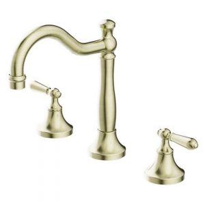 York Basin Set With Metal Lever - Aged Brass