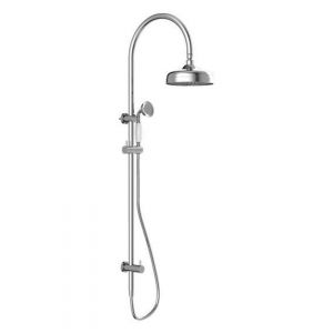 York Twin Shower With White Porcelain Hand Shower - Chrome