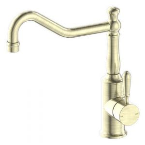 York Kitchen Mixer Hook Spout With Metal Lever - Aged Brass