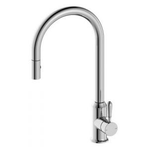 York Pull Out Sink Mixer With Vegie Spray Function With Metal Lever - Chrome