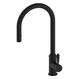 York Pull Out Sink Mixer With Vegie Spray Function With Metal Lever - Matte Black