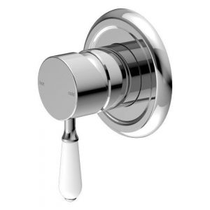 York Shower Mixer With White Porcelain Lever - Chrome