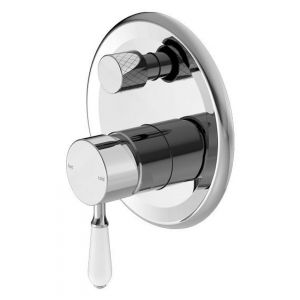 York Shower Mixer With Divertor With White Porcelain Lever - Chrome